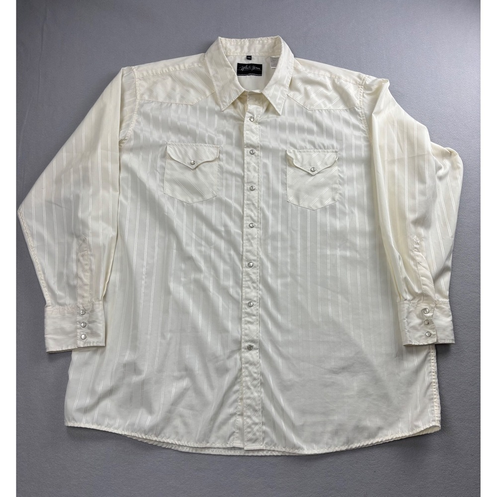 White Horse Western Pearl Snap Shirt Mens XXL Off White Ivory Long Sleeve